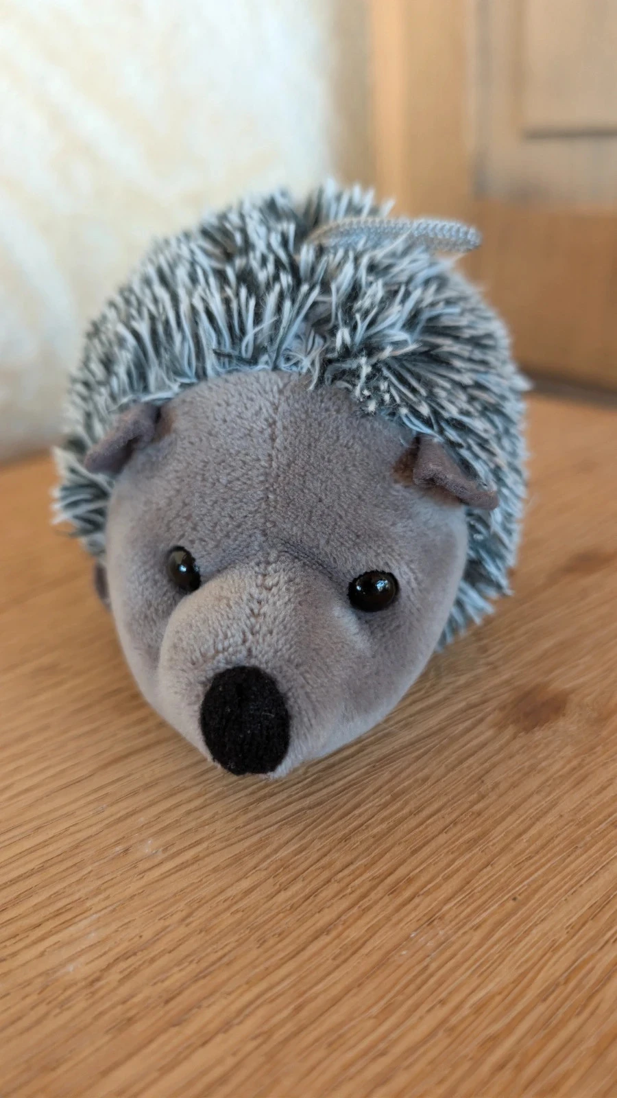 soft brown gray hedgehog plush toy with attachment 16 cm – photo 5